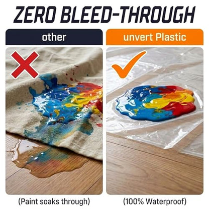 Drop Cloth Painters Plastic Sheeting - Plastic Drop Cloths for Painting, 9 x 12 Feet Paint Drop Cloth Tarp, Clear Plastic Tarp Cover, 1 Mil Thick Plastic Sheeting, Multi-Purpose Use (12 Pack) - color: 12 Pack, size: 1 Mil