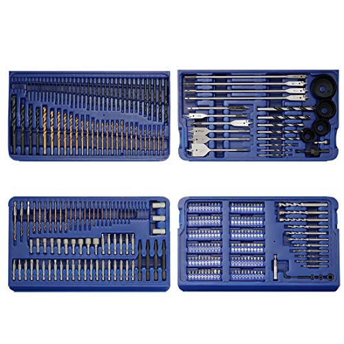 WORKPRO 300-Piece Drill Bit Set, Titanium & Black Oxide Drill Bits, Wood & Masonry Bits, Screwdriver Bits, Hole Saws & Nut Drivers, Drill Accessories Set with Storage Case