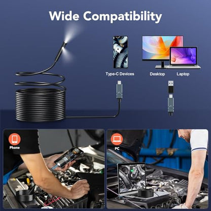 Dual Lens 5" IPS Endoscope Camera with Lights, 1080P Borescope Camera - size: 5" Dual Lens Endoscope