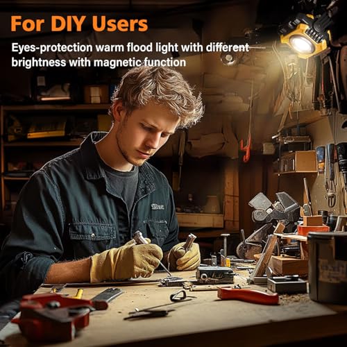 Samyoung 2-Pack 2400LM Magnetic Rechargeable Work Light, Up to 80 Hours