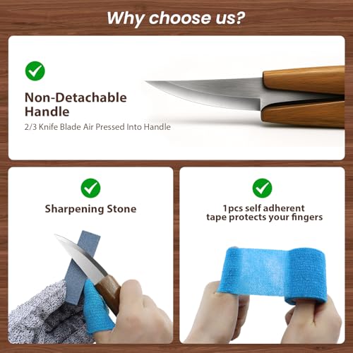 Wood Carving Knife for Beginners Whittling Knife with Leather Sheath - color: Brown