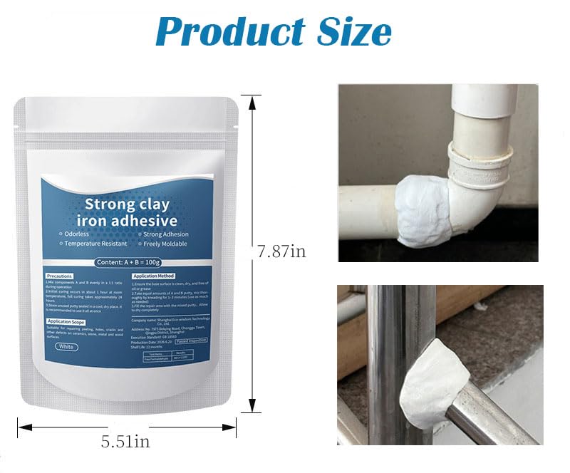 Epoxy Putty Fast Repair Clay, 2-Part Repair Filler Putty for Metal Wood Ceramic Stone Tile and Plastic, Filling Cracks Holes and Surface Repairs（1Pack）