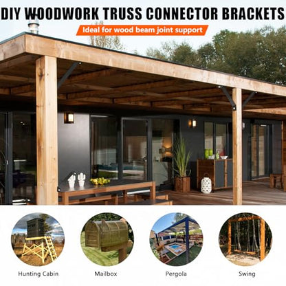 45 Degree Inside Mount Brackets 7" x1-1/3 - Heavy Duty Steel Brackets for Wood Post to Beam Support, 45 Degree Angle Knee Braces Joint for Fixing Lumber Connector Pergola Brackets - 4Pack… - size: 7" x 1-1/3"