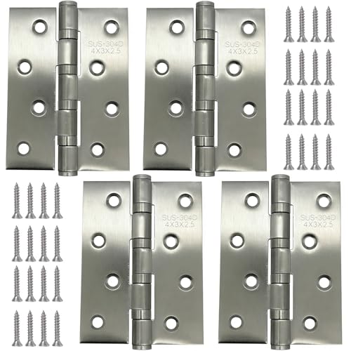 LAFULER 4 Pack 4×2.9inch Silver 304 Stainless Steel Door Hinge， - size: 4×2.9inch(Silver)