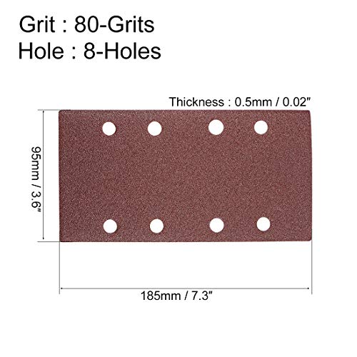 uxcell 80 Grit 1/3 Sanding Sheet Sander Sandpaper Hook and Loop Pads 8 Hole 10pcs - size: 80 Grit