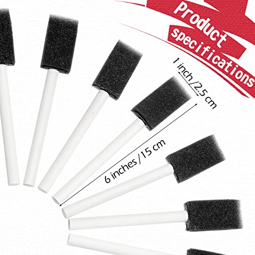 Leinuosen 200 Pcs 1" Black Foam Brush Bulk Sponge Paint Brush with Handle