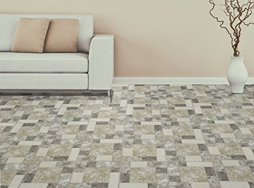 Tivoli Self Adhesive Vinyl Floor Tiles, 45 Tiles, 12 x 12 in, Peel & Stick - color: Marble Blocks