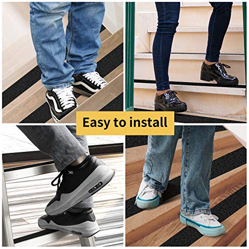 Grip Tape - Heavy Duty Anti Slip Tape, Grip Tape Grit Non Slip for Stairs Outdoor/Indoor, Waterproof High Traction Stairs Non Skid Treads, Durable Triple Layer Adhesive - Black (2 Inch x 36 Feet) - size: 2 Inch x 36 Feet