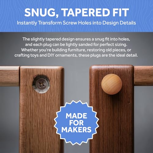 Wood Hole Plugs 5/16 inch, Pack of 100 Maple Button Top Wood Plugs for Screw Holes, by Woodpeckers - size: 5/16 inch