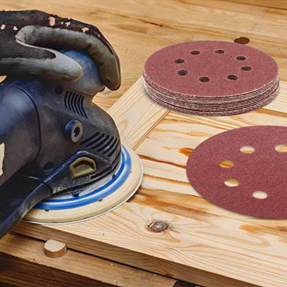 ZEHIQ 5 Inch 40 Grit Sanding Discs, 8 Hole Hook and Loop Sandpaper, 30 PCS