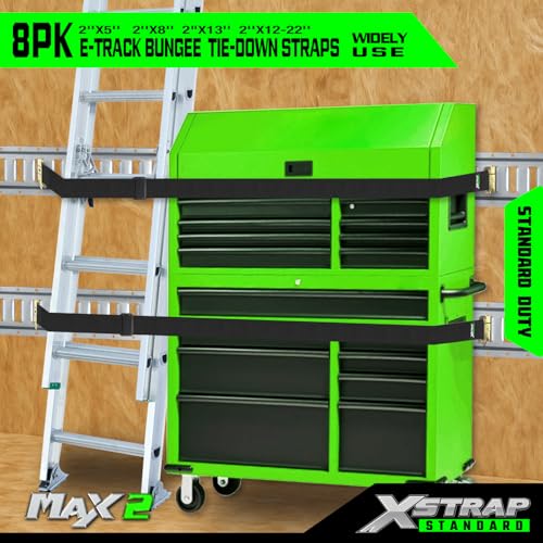XSTRAP STANDARD 8 Pack E-Track Bungee Tie-Down Straps, Securing Straps Kit - size: Pack of 8