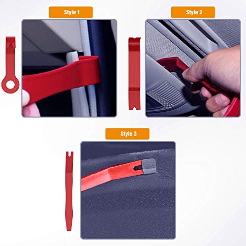 GOOACC 8PCS Auto Trim Scratch Removal Tool Car Audio Dash Panel Window Molding Fastener Remover Tool Kit-Red - color: Red, size: 8PCS Trim Removal