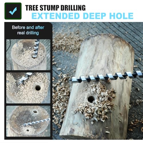 2 Pack 3/8" X 18" Auger Bit for Wood, 10x460mm Hex Long Auger Drill Bit - size: 3/8" (10mm)diameter, style: 18 inch / 460mm Length
