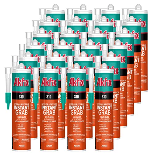 Akfix 310 Instant Grab Construction Adhesive, 10.5 fl. oz. Paintable and White (Pack of 24) - size: 24 pack