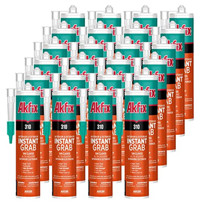 Akfix 310 Instant Grab Construction Adhesive, 10.5 fl. oz. Paintable and White (Pack of 24) - size: 24 pack