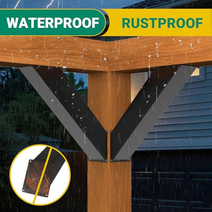 45 Degree Angle Bracket 2pcs, Heavy Duty Pergola Brackets for 6x6 Post - size: 6"×6"-2Pcs