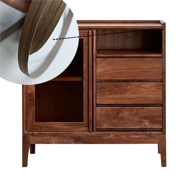 Real Black Walnut 1/2'' ×50' Wood Veneer Edge Banding Tape,Pre-glued Iron On Veneer Edging-Plywood Backed with Hot Melt Self Adhesive-Flexible Edging Strip for Furniture Cabinet Drawer Repair