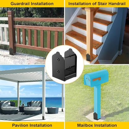 4x4 Post Base, 2Pcs Stainless Steel Adjustable Post Anchor Bracket - size: 4x4