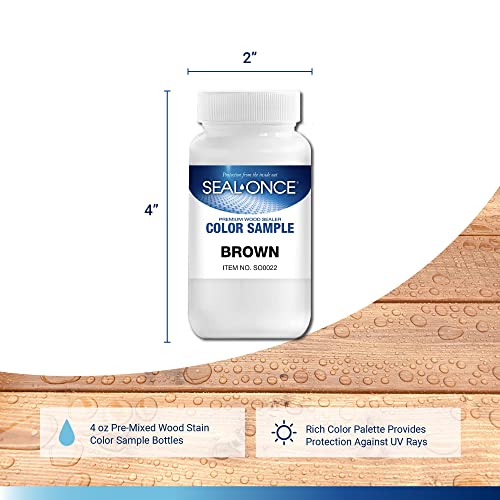 SEAL-ONCE Color Sample Semi-Transparent Wood Stain, Brown, 4 oz - color: Brown