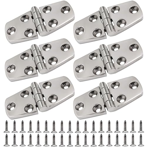 316 Stainless Steel Hinges Marine Grade 3" x 1.5" Heavy Duty Boat Hatch Hinge (76 mm X 38 mm) Casting Cabinet Door Hinge with Screws (6 Pack) - style: 6 Pack