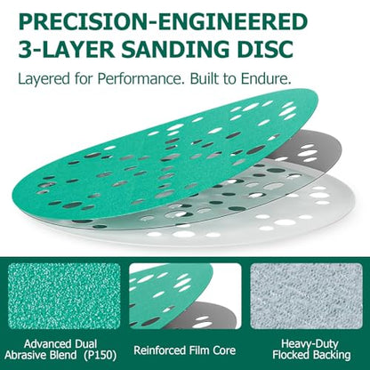 6" 220 Grit Sanding Discs, 49-Hole Hook & Loop for Festool Sanders, 50 Pcs - style: 220 Grit