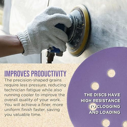Dura-Gold 600 Grit 5" Purple Film Ceramic Sanding Discs, Box of 50, 8-Hole - style: 600 Grit