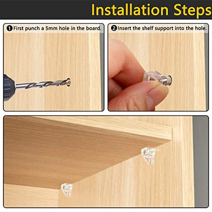Clear Plastic Shelf Support Pegs - 5mm Cabinet Shelf Pins (50 Pieces) - color: Clear (50 Pieces), size: 5mm