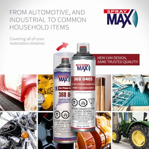 SprayMax 1K 3 in 1 Primer Black | Automotive Spray Paint | All-in-One - color: Black