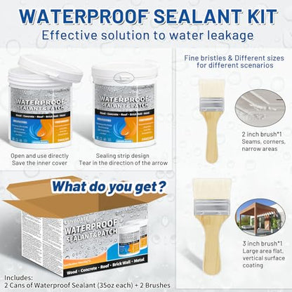 Liquid Waterproof Sealant 70oz Clear, Transparent Waterproof Coating - color: Clear 70oz
