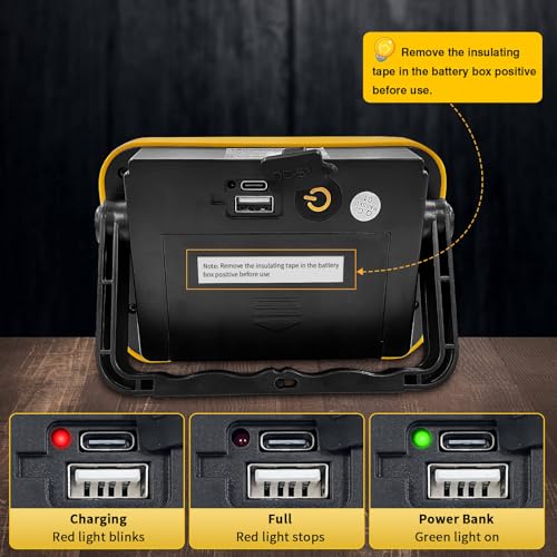 AUMIO 40W Rechargeable LED Work Light, Portable Flood Light with 5 Modes - color: Black
