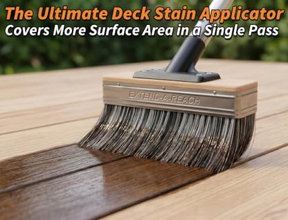 Deck Stain Brush with 8 ft Telescopic Extension Pole // 7" Professional Deck Stain Applicator for Wood Deck Stain Brush for Wood Fence, Floor, Walls and Outdoor Furniture