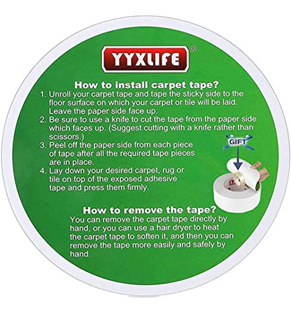 YYXLIFE Double Sided Rug Tape, Heavy Duty for Rugs & Floors, 2" x30YD - size: 2Inch x 30 Yards