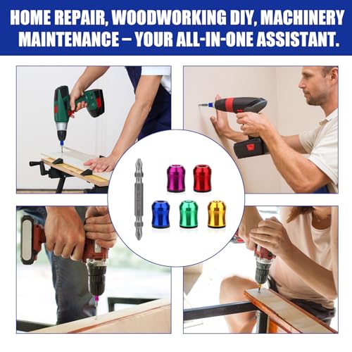 5pcs Strong Magnetic Screw Rings with 1 Double-Ended Screwdriver Bit Holder - style: Set 1