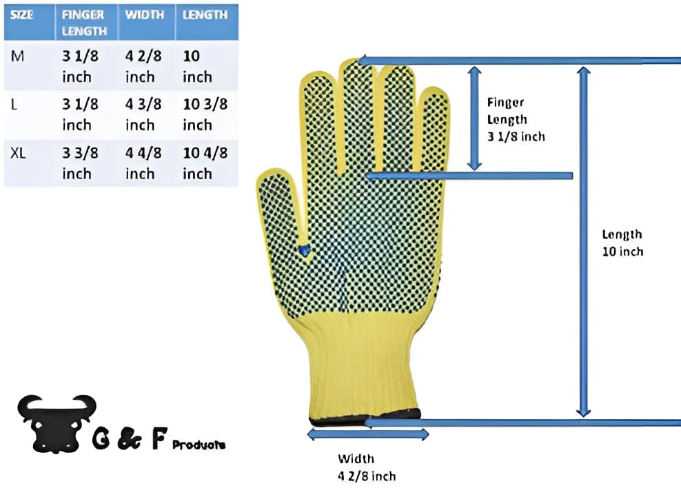 G & F Products 1670L Yellow Kevlar Knit Cut Resistant Work Gloves, Protective Gloves to Secure Hands From Scrapes, Cuts In Kitchen, Wood Carving, Carpentry & DEA - size: Large (Pack of 1)