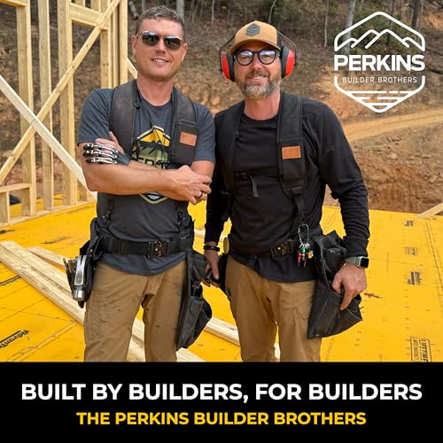 Perkins Builder Brothers Essential Tool Belt Set With Suspenders, Ideal for Framers, Carpenters and Contractors, Medium Size, Black - size: Medium