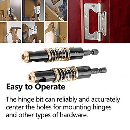 Watris Veiyi Self Centering Hinge Drill, Hex Shank Centering Bits, 5mm&1/4"
