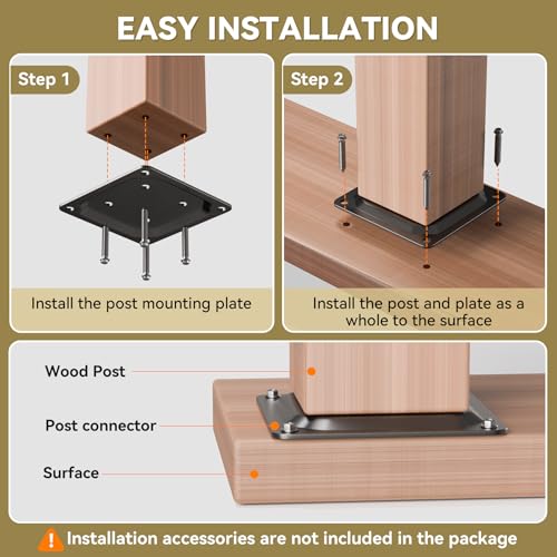 8 Pack 4x4 Post Connector, Deck Base Plate for Wood Posts - color: Black - 8 Pcs