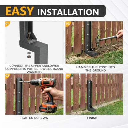Fence Post Repair Kit – Heavy Duty Anchor for Leaning Wood Posts 1-Pack