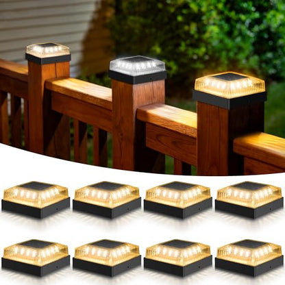 Solar Post Cap Lights for 4x4 Wood/Vinyl Fence Posts, 8-Pack - color: Black, size: 8 Pack