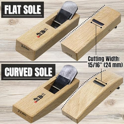 KAKURI Mini Hand Plane for Wood 24mm [Flat Sole] - Japanese Small Block Plane Tool for Woodworking, Chamfering, Smoothing - 4.8 x 1.4 x 1.5 Inches, Made in Japan