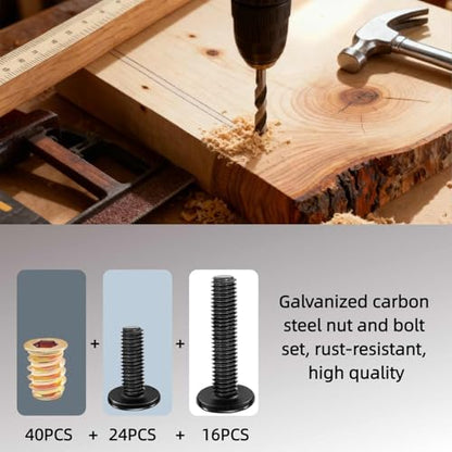 50PCS 1/4"-20x15mm Threaded Inserts for Wood with Bolts Kit - color: Threaded Inserts Bolt 50PCS+20PCS+30PCS