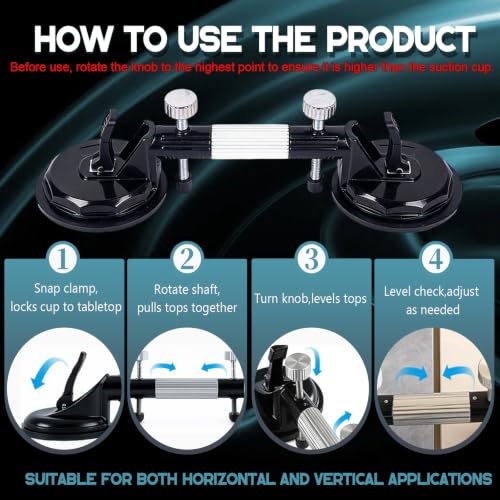 2 Pack Laminate Floor Gap Repair Tool, Professional Countertop Alignment Clamps, Adjustable Granite Seam Setter with Vacuum Suction Cups, for Granite, Marble, Stone and Glass