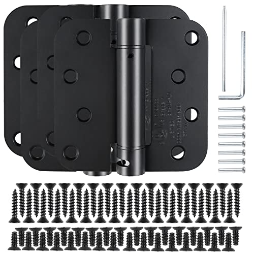 KIW Automatic Self-Closing Matte Black Door Hinges Satin 4" 5/8" 4 Pack - color: Matte Black, size: 4 Pack