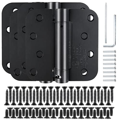 KIW Automatic Self-Closing Matte Black Door Hinges Satin 4" 5/8" 4 Pack - color: Matte Black, size: 4 Pack