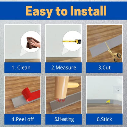 COUKIU Peel and Stick Rubber Baseboard Trim, 4 Inch x 60 Feet, Gray, S100 - color: Gray, size: 4in x 60ft