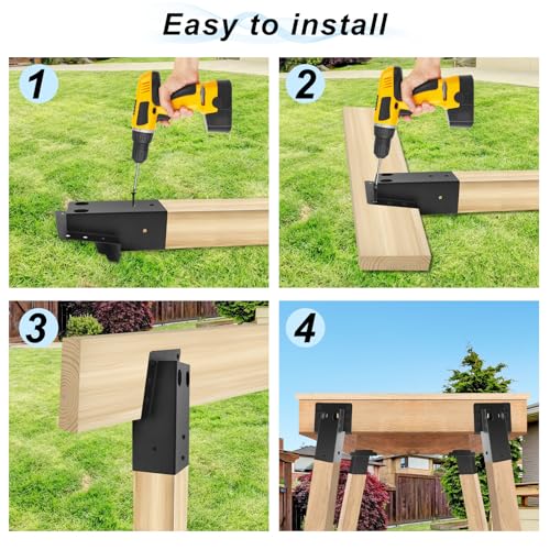 Outdoor 4"x4" Compound Angle Brackets,Deer Stand Brackets for Deer Stand, Hunting Blinds and Tree Houses - color: Black