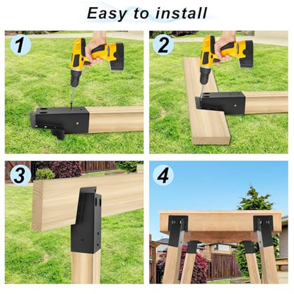 Outdoor 4"x4" Compound Angle Brackets,Deer Stand Brackets for Deer Stand, Hunting Blinds and Tree Houses - color: Black