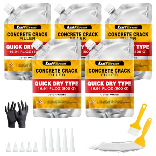 Concrete Crack Filler, Cement Crack Filler, Fast-Drying Crack Filler, Self-Leveling Caulking Sealan Effectively Repairs Cracks in Driveways, Sidewalks, Patios, and Window Sills (5 Pack - 5.5LB) - style: 5 Pack - 5.5LB