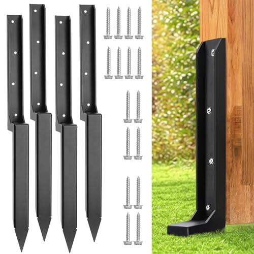 Fence Post Repair Stakes Kit, Black, 4-Pack - color: Black/4 Pack