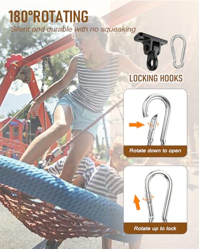 Heavy Duty Porch Swing Hangers Kit Swing Hardware Hooks - color: 2 Pack Black